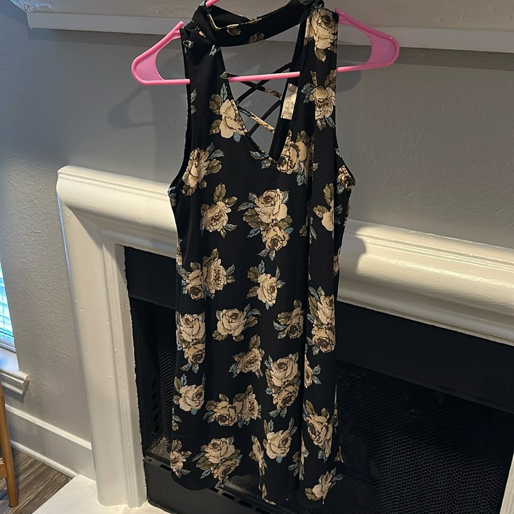 Altar’d state black dress with cream floral design